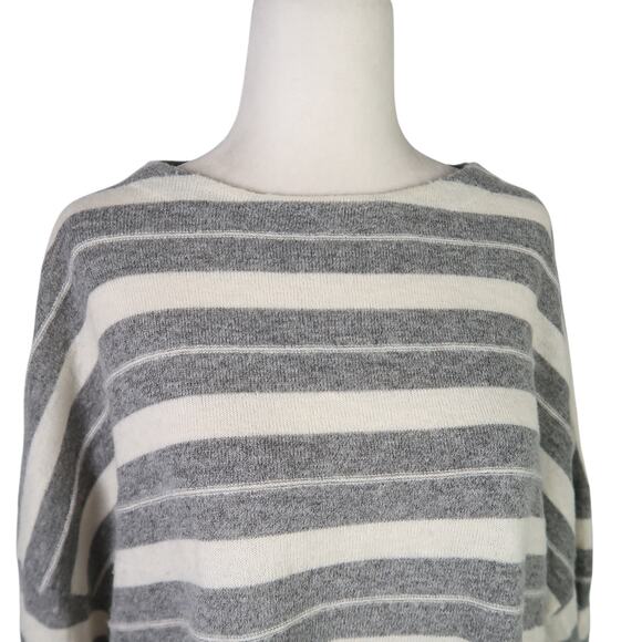 ALL SAINTS Grey and Cream Striped Alpaca Wool Blend Sweater Womens S - Picture 2 of 7